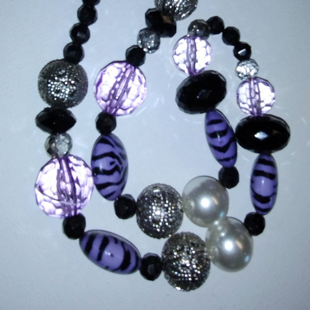 Necklace in Purples and Black